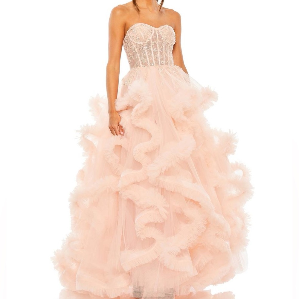 BRAND NEW Mac Duggal Pink Strapless Maxi Dress with tags